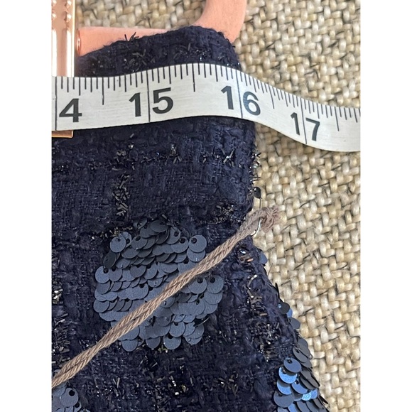 Anthropologie Eva Franco Navy Blue Sequined Polka Dot Mini Skirt NWT Size 14 (L) - Picture 6 of 14